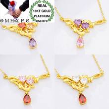 MHXFC Wholesale European Fashion Female Party Wedding Gift Pink Red Water Drop AAA Zircon Real 18KT Gold Pendant Necklace NL157 2024 - buy cheap