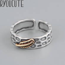 Bijoux-anillos de hojas simples para mujer, de Color plateado, grandes y ajustables, para dedo 2024 - compra barato