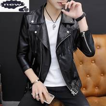 Motorcycle Pu Leather Jacket Men Fashion Slim Fit Tassel Casual Coat Punk Style Autumn Zipper Male Outerwear Black M-3XL 2024 - buy cheap