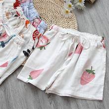 Ladies Summer Cartoon Printed Home Shorts Cotton Gauze Thin Breath Pajama Shorts Loose Plus Size Short Pants Beach Sleep Bottoms 2024 - buy cheap