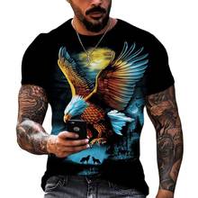 Soaring Eagle 3D Print Men's T Shirt O Neck Short Sleeve Animal Funny Graphic Streetwear Summer Loose Male Oversized Tops Tees 2024 - купить недорого