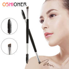 Oshioner 1 шт., черная двухсторонняя угловая кисть для туши для бровей, палочка-аппликатор, кисти для макияжа, ресницы 2024 - купить недорого
