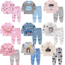 Conjunto de pijamas para niños y niñas, ropa de dormir de dibujos animados, conjuntos de traje de manga larga + pantalón, pijamas de algodón de 2 piezas para bebés 2024 - compra barato