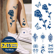 Juice Lasting Waterproof Temporary Tattoo Stickers Rose Lotus Butterfly Mandala Flash Tattoos Woman Blue Ink Body Art Fake Tatto 2024 - buy cheap