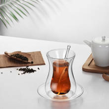 2020 набор из черной чайной чашки, блюдце и ложки из Турции, стеклянная Изолированная термосохраняющая чашка для кофе, эспрессо, кафе, чайная чашка 2024 - купить недорого