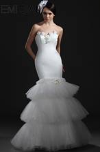 Tiered Mermaid Wedding Dress Strapless Vestido De Novia Custom made Bridal Gown Wedding Gowns 2024 - buy cheap