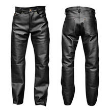 Летние мужские Бизнес Slim Fit эластичный черный искусственного кожаные брюки, мужские плотные эластичные штаны из искусственной кожи; Блестящие Брюки-карандаш 2024 - купить недорого