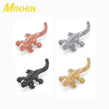 MINHIN 3Pcs Micro Pave Crystal Gold Silvers Gecko Charms Animals Pendant Spacer Beads DIY Jewelry Accessories 2024 - buy cheap