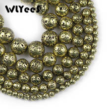 WLYeeS Natural Stone Plating Bronze Volcanic Lava Loose Beads 4 6 8 10 12mm Round Loose beads for DIY Jewelry Bracelet making 2024 - buy cheap