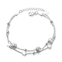 Pulseira feminina luxuosa de estrela, joia da moda com dupla camada banhada a prata, acessório de mão 2021 2024 - compre barato