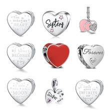 DALARAN Heart Shape Love Sterling Silver Charm 925 Friendship Sisters Bead Fits Original Charm Bracelet DIY Jewelry 2024 - buy cheap