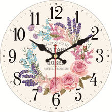 Vintage Roses Pastel Floral Flower French Home Kitchen Wall Clock, Crafted Large Shabby Chic Rustic Watch Wall Clock 2024 - buy cheap