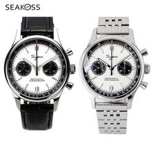 Novo 40mm panda cronógrafo relógios masculinos safira luminosa 1963 gaivota 1901 movimento pulseira de aço piloto relógio mecânico 2024 - compre barato