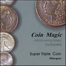 Truques de mágica de johnny wong, truques de mágica aparelhos para fechar a ilusão do mágico, super moeda (morgan dólar, com dvd) 2024 - compre barato