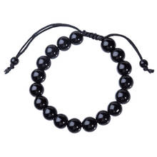 Pulseiras de saúde de obsidiana, pulseiras da moda para homens e mulheres, com pedras naturais pretas, ajustáveis, 10mm, joia de ioga 2024 - compre barato