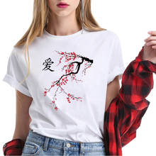 Camiseta japonesa estampa flores de cerejeira, camiseta feminina estilo harajuku 2021 2024 - compre barato