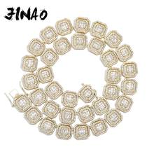 Jinao 13mm colar de zircônia quadrada, tamanho grande, corrente de tênis, alta qualidade, gelo, pingente cz, hip hop, joia, presente para mulheres 2024 - compre barato