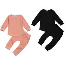 Citgeett Spring 1-4Years Autumn Winter Baby Girls Boys Pajama Sets Solid Long Sleeve Pullover Tops Pants 2pcs Set 2024 - buy cheap