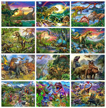 Huacan 5d pintura de diamante completo quadrado dinossauro bordado mosaico venda decoração de animal para casa 2024 - compre barato