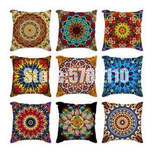 Colorful Mandala Flower Cushion Cover 45x45cm Cotton Linen Pillow Covers Home Decorative Throw Pillows for Sofa Couch Pillowcase 2024 - buy cheap