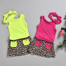 1-6Y Toddler Kids Baby Girl Infant Clothes Sets Leopard Print Sleeveless T-shirt Top Skirt Outfit Sets Tracksuit 2024 - buy cheap