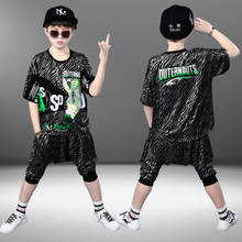Conjunto de roupas esportivas para meninos adolescentes, roupas esportivas de dança hip-hop para adolescentes 5 6 7 8 9 10 11 12 anos 2024 - compre barato