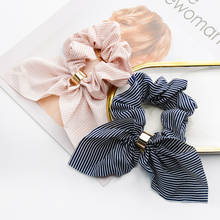 Fashion Bowknot Scrunchie Hair Accessories For Women Elegant Stripe Ribbons Girl Tie Ponytail Holder Elastic Hair Bands Headwear 2024 - buy cheap