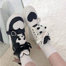 Zapatos coreanos de estilo Harajuku para mujer, de alta ayuda, con lazo, princesa Kawaii, fiesta de té, Cos Loli, cabeza redonda, bonitos 2024 - compra barato