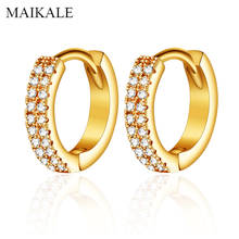 MAIKALE High Quality Cubic Zirconia Hoop Earrings for Women Gold Silver Color Small Round Circle Earring Fashion Jewelry Gifts 2024 - buy cheap