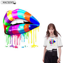 Nicediy Cartoon Mouth Patches For Clothes Fashion Lady Iron On Heat Transfer Vinyl Stickers Patches Washable Applique Badge Cool 2024 - buy cheap
