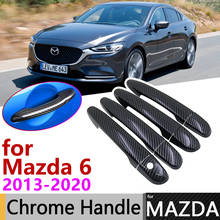 Black Carbon Fiber Door Handle Cover for Mazda 6 Atenza GJ GL 2013~2020 2017 2018 2019 Car Accessories Stickers Trim Set Chrome 2024 - buy cheap