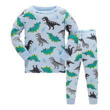 Pijama infantil de dinossauro 3-8 anos, roupa de dormir para meninos, camiseta esportiva para casa 2024 - compre barato