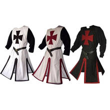 Medieval Halloween Party Costumes Explosion Style Templar Knight Crusader Surcoat Tunic Split Stitching Men Top Long Sleeve 2024 - buy cheap