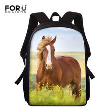 FORUDESIGNS/крутые школьные сумки с 3d принтом лошади для девочек и мальчиков, детские школьные сумки 15 дюймов, школьные сумки для школьников, Детские рюкзаки, Mochila Escolar 2024 - купить недорого