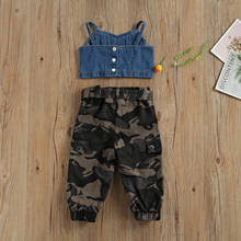 1-6Y Fashion Summer Kids Girls Clothes Sets Denim Blue Sleeveless Vest Tops Camouflage Pants 2024 - buy cheap