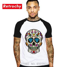 Camiseta con calavera de azúcar mexicana para hombre, camiseta Hipster clásica, Guys, de manga corta Camiseta de algodón con cuello redondo, moda de verano 2019 2024 - compra barato