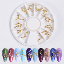 12 Constellation 3D Alloy Gold Nail Art Rhinestones Stones Jewels Nail Decoration In Wheel DIY Manicure Accessories 2024 - buy cheap