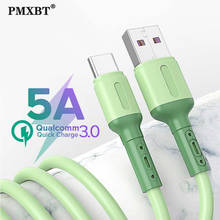 Кабель USB Type C для Samsung S20 5A Quick Charge 3,0 мягкий силиконовый кабель для быстрой зарядки для Huawei P40 USB C 2024 - купить недорого