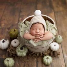 Newborn fotografia adereços bebê malha chapéu bola de cabelo chapéu crianças gorros boné foto tiro acessórios 2024 - compre barato