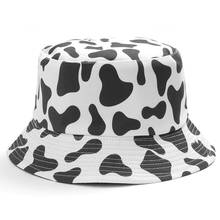 Gorras chapéu de verão chapéu de sol boné de viagem chapéu de pesca chapéu de praia reversível preto branco vaca padrão balde chapéus 2024 - compre barato