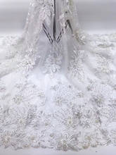 2020 última tela de encaje blanco francés de alta calidad tela de encaje africano de tul para boda nigeriano con cuentas Material de encaje LJL9725 2024 - compra barato
