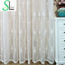 Slow Soul Europe Geometric Embroidered Tulle Curtains For Living Room Bedroom Kitchen Drapes Window Curtain French Custom 3d 2024 - buy cheap