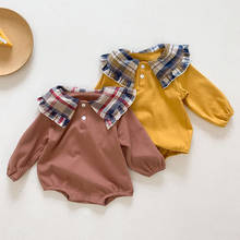 New 2021 Spring Newborn Infant Baby Girls Grid Neck Rompers Clothing Kids Girl Long Sleeve Rompers Clothes 0-3Yrs 2024 - buy cheap