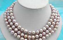 Красивое 50 "10-11 мм круглое Лавандовое пресноводное жемчужное ожерелье 2024 - купить недорого
