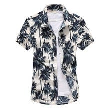 Men clothing Flower Shirt 2021 Summer New Style Fashion Casual Short Sleeved Coconut tree print Hawaiian Beach Shirt Male camisa 2024 - buy cheap