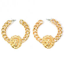 Lion Head Earrings for Women Statement Punk Metal Stud Earrings Korea Brand Gold Animal Earings Fashion Jewelry  Z942 2024 - buy cheap