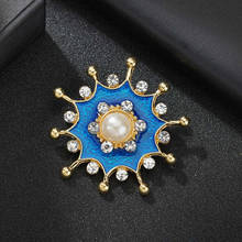 YADA Rhinestone Blue Sunflower Pins&Brooches for Women's Men's Clothes Scarf buckle collar jewelry Pearl pins Brooches BH200041 2024 - buy cheap