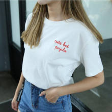 Femme Moda Bolso Letras Tumblr Camiseta Mulheres Branco Preto T-shirt Tamanho S-3XL Tees 2019 Bonito Mas Psico Tee Camisa 2024 - compre barato