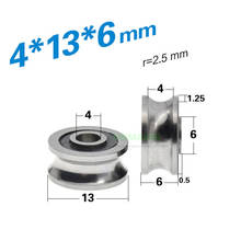 1pcs 4*13*6mm SG10 bearing pulley, Goethe grooved guide rail U groove, double row ball rolling wheel 2024 - buy cheap