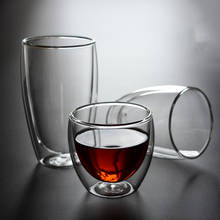 Criativo dupla parede transparente xícara de chá de vidro isolado calor-resistente copo de água de cerveja suco de leite caneca de café escritório drinkware 2024 - compre barato